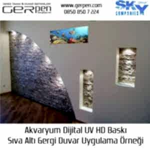 Gergi Duvar Akvaryum 35x100cm Uygulaması