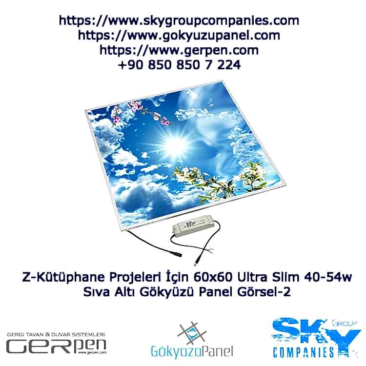 Z-Kütüphane İçten Led Aydınlatmalı 60x60 Baskı Panel